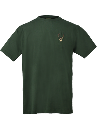 triko s výšivkou HLAVA JELENA tmavě zelené