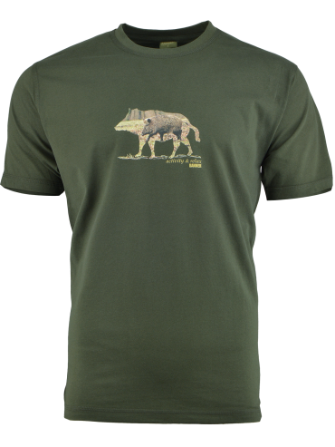 triko s barevným potiskem DIVOČÁK olivově zelené