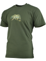 triko s barevným potiskem MEDVĚD olivově zelené