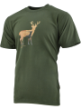 triko s barevným potiskem JELEN olivově zelené