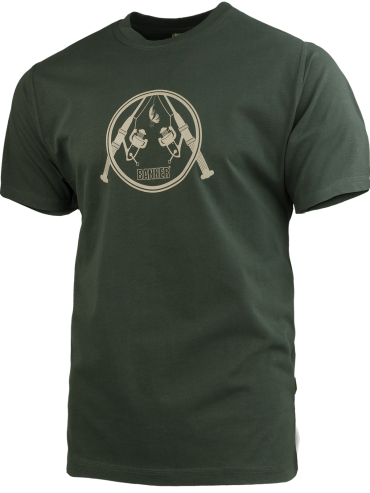 triko s potiskem ZKŘÍŽENÉ PRUTY tmavě zelené