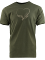 triko s potiskem RYBÁŘSKÉ SRDCE velké olivově zelené
