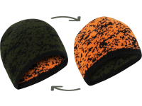 pletená čepice oboustranná zeleno-oranžová