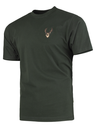 triko s výšivkou HLAVA JELENA tmavě zelené